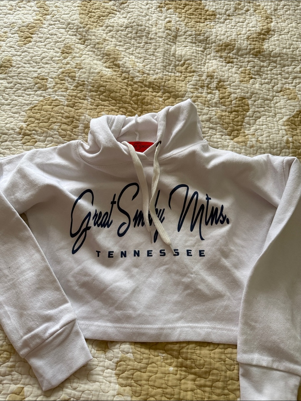 Great Smoky Mtns. Tennessee White Cropped Hoodie